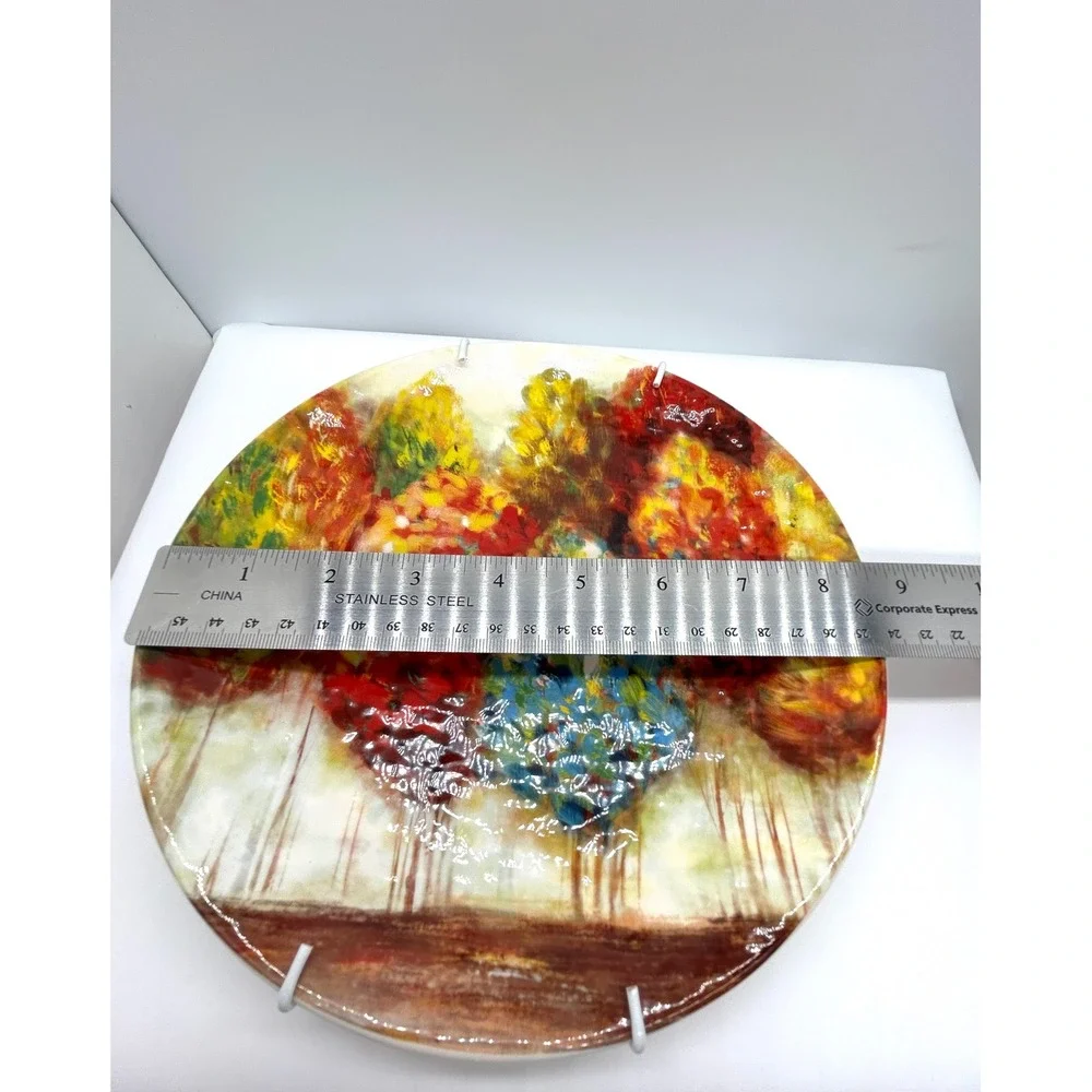 Pier 1 Imports Autumn Trees Impressionist‎ Ironstone Decorative Plate 8 1/2 Inch